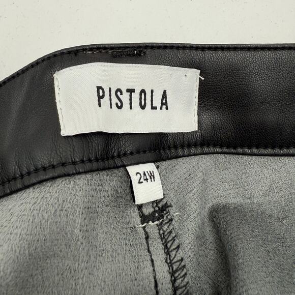 Pistola Pants SZ 24W Tammy High Waist Button Fly Black Faux Leather Trousers NWT - Picture 4 of 16